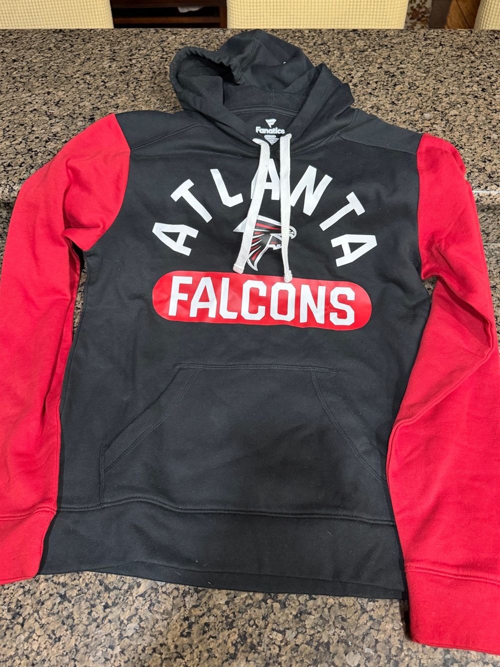 Fanatics Black Atlanta FalconsZip-Up Hoodie with White Drawstrings